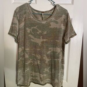 Free People Distressed Camo T
